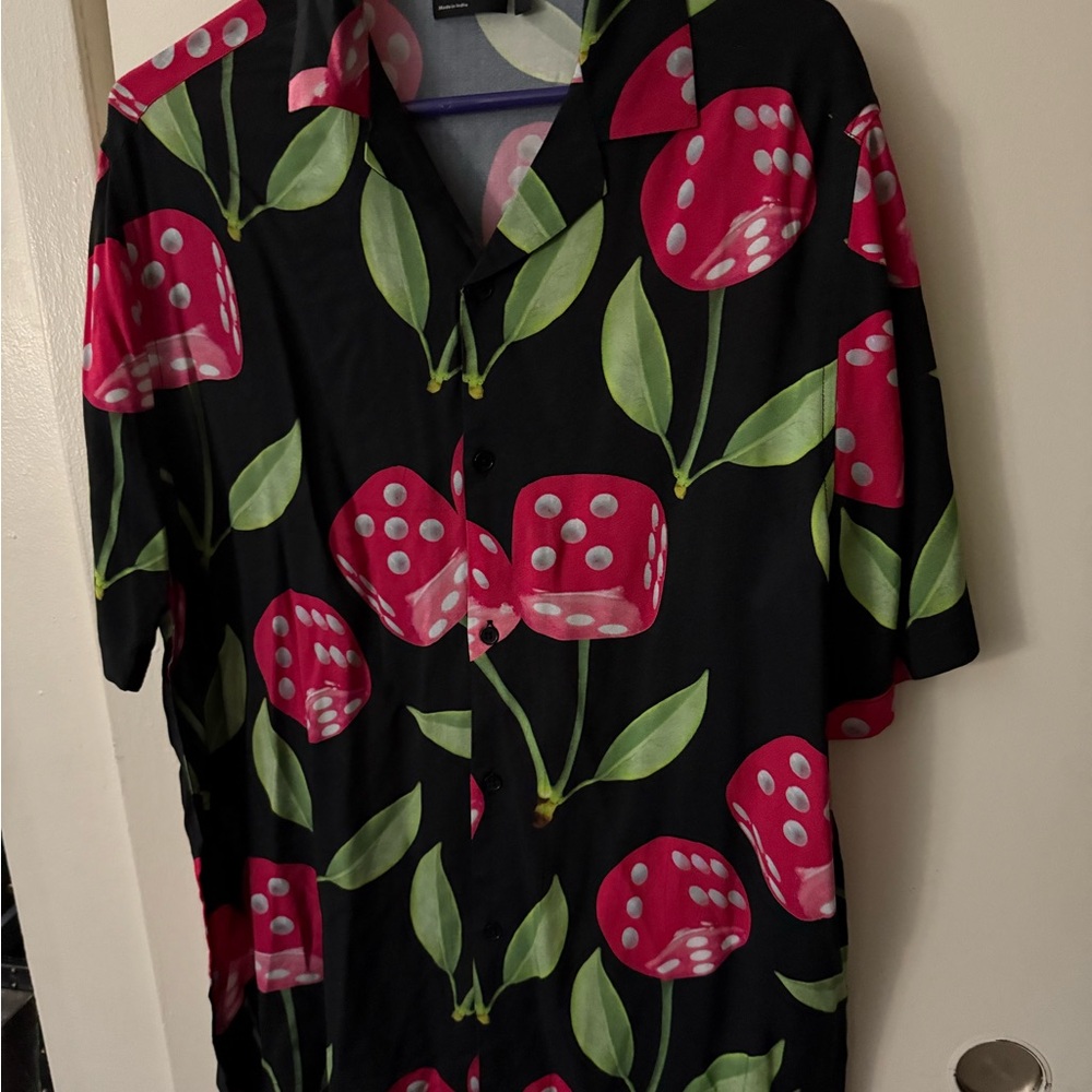 Black Shirt with Red Dice Print